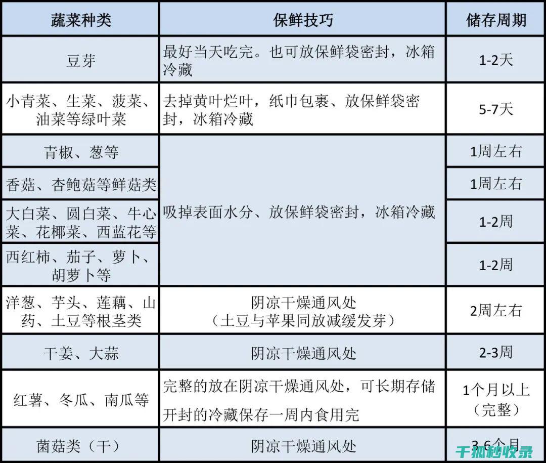 不同蔬菜的储存技巧与方法