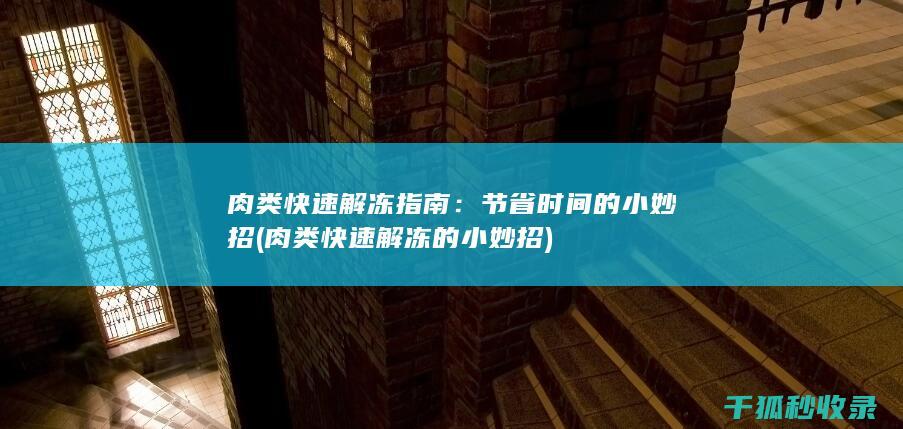 肉类快速解冻指南：节省时间的小妙招 (肉类快速解冻的小妙招)