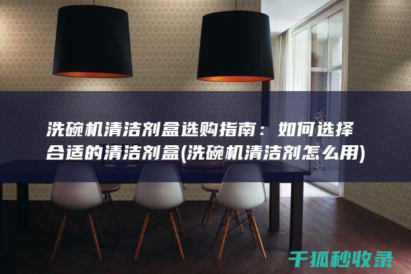 洗碗机清洁剂盒选购指南：如何选择合适的清洁剂盒 (洗碗机清洁剂怎么用)
