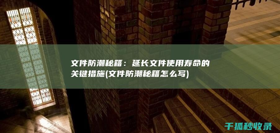 文件防潮秘籍：延长文件使用寿命的关键措施 (文件防潮秘籍怎么写)