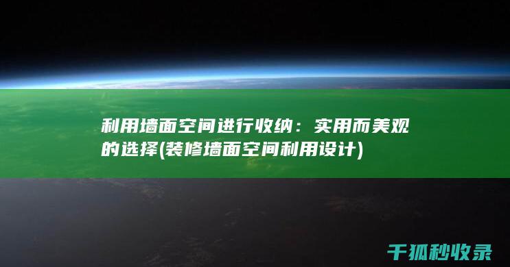利用墙面空间进行收纳：实用而美观的选择 (装修墙面空间利用设计)