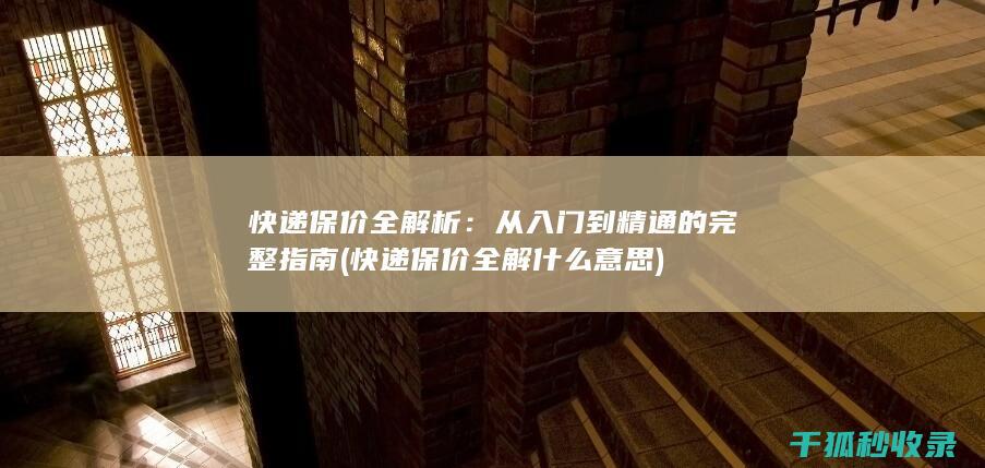 快递保价全解析：从入门到精通的完整指南 (快递保价全解什么意思)
