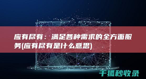 应有尽有：满足各种需求的全方面服务 (应有尽有是什么意思)