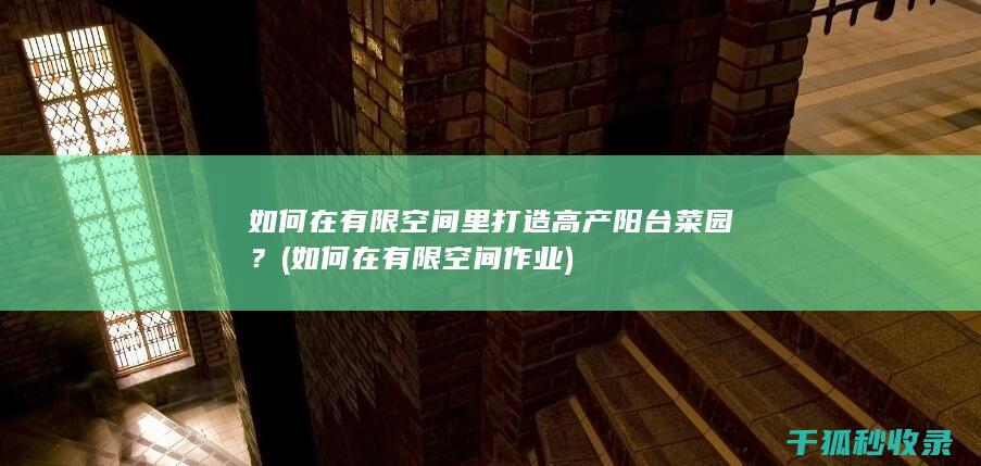 如何在有限空间里打造高产阳台菜园？ (如何在有限空间作业)