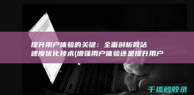 提升用户体验的关键：全面剖析网站速度优化技术 (增强用户体验还是提升用户体验)