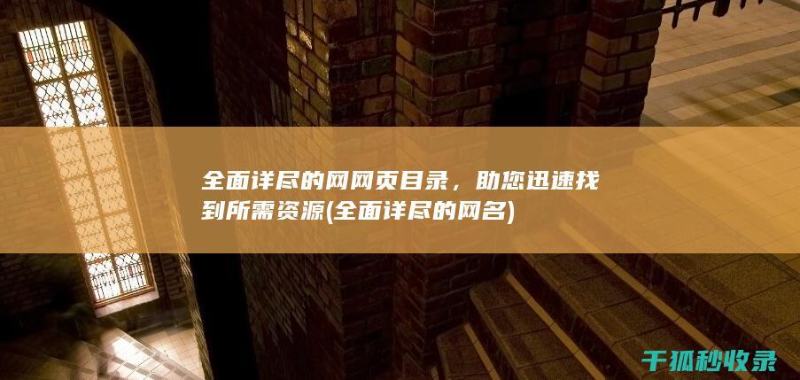 全面详尽的网网页目录，助您迅速找到所需资源 (全面详尽的网名)