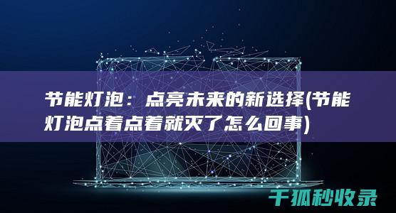 节能灯泡：点亮未来的新选择 (<font color='#ff7200'>节能灯泡点着点着就灭了怎么回事</font>)