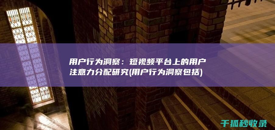 用户行为洞察：短视频平台上的用户注意力分配研究 (用户行为洞察包括)